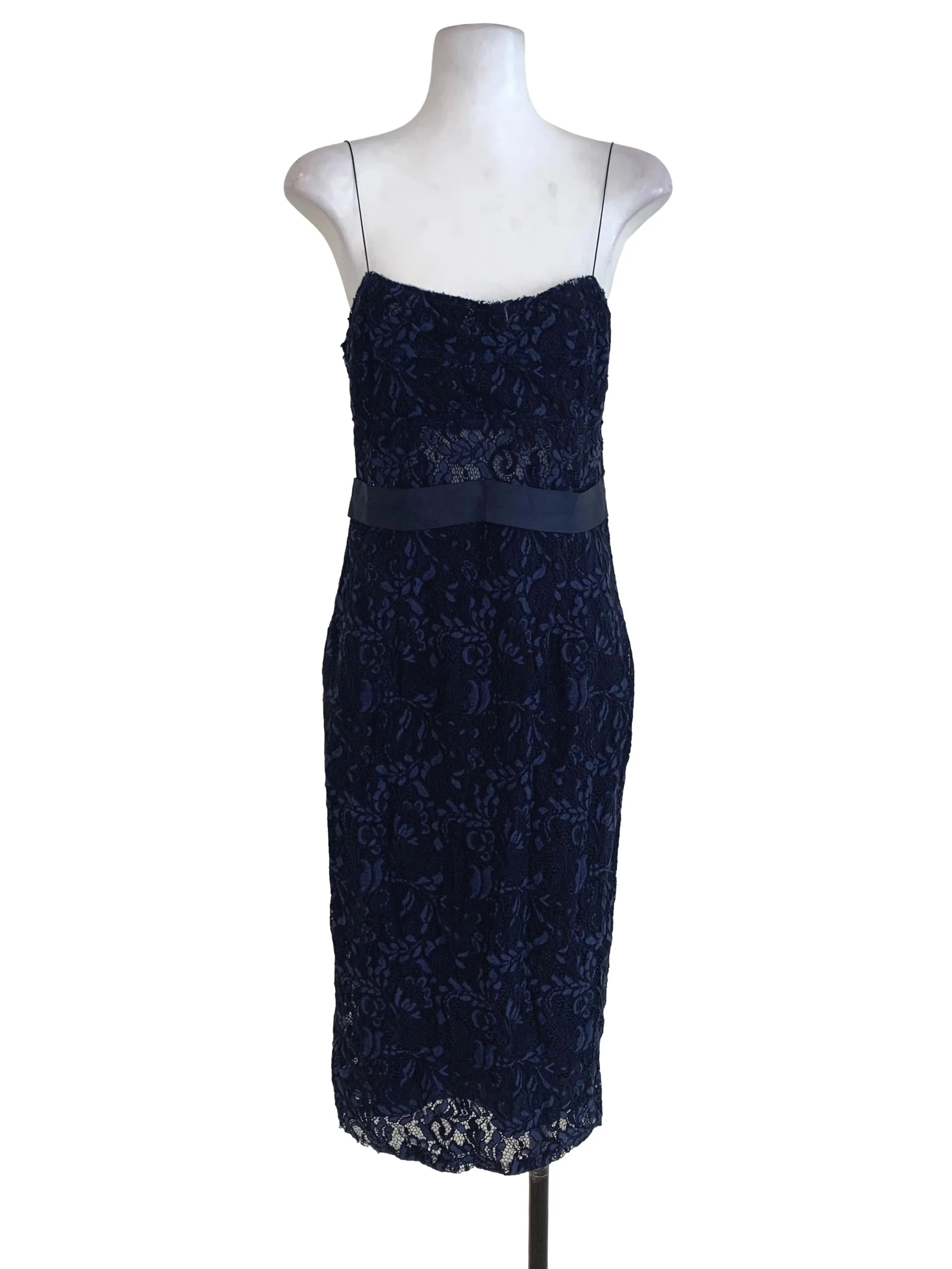 Navy Blue Lace A-Line Dress
