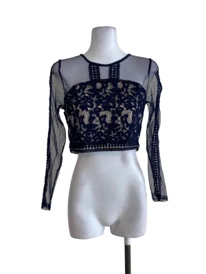 Navy Blue Laced Top