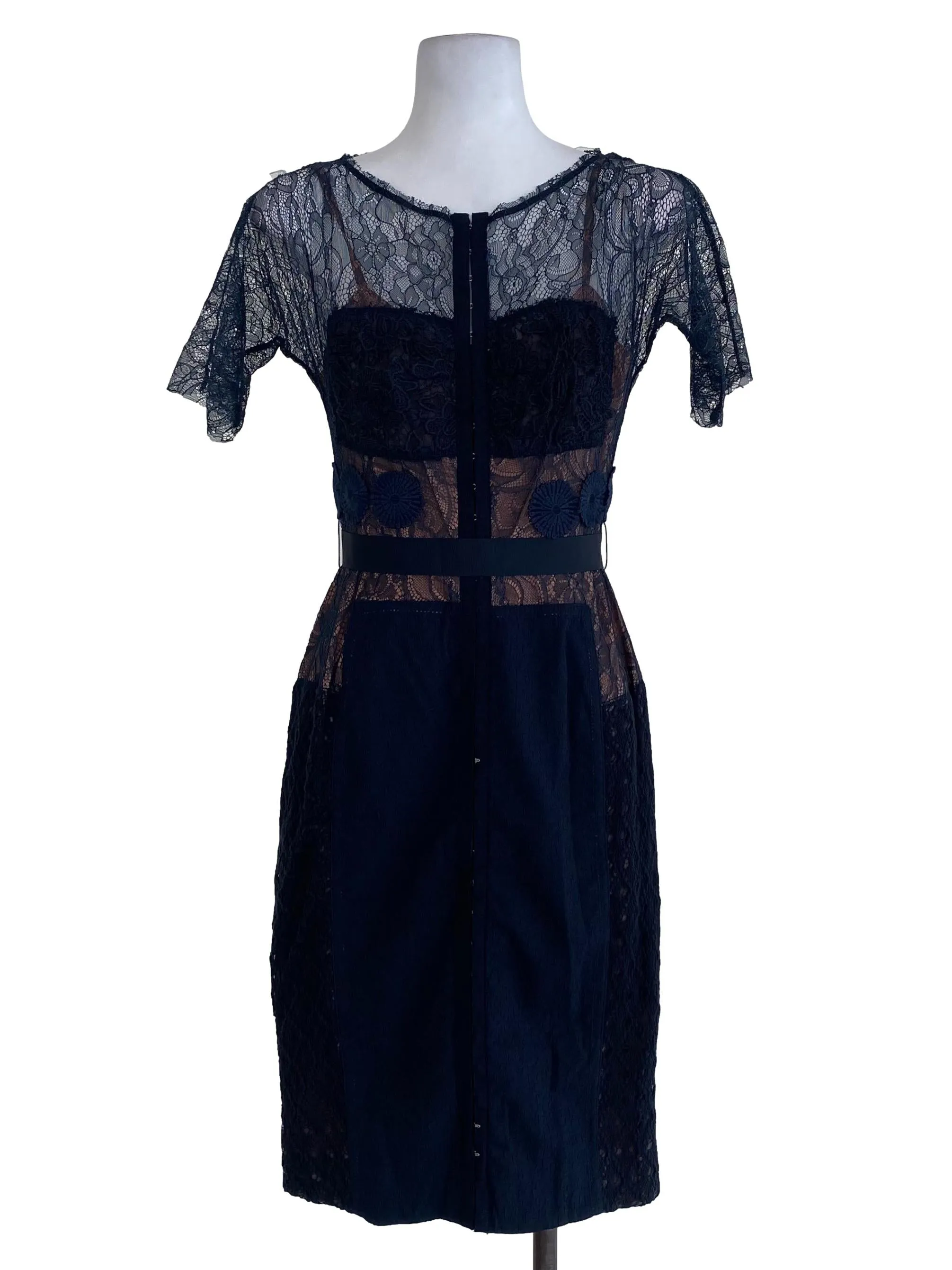 Navy Lace Sheath Dress