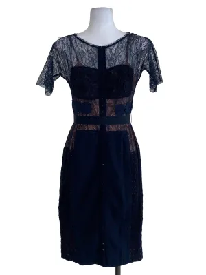 Navy Lace Sheath Dress