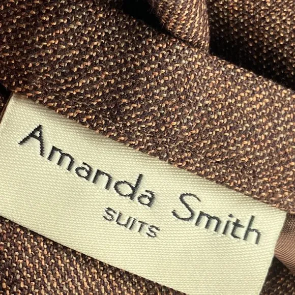 New Amanda Smith Size 6 Brown Lace‎ Trim 3 Piece Blazer Jacket Blouse Skirt Set