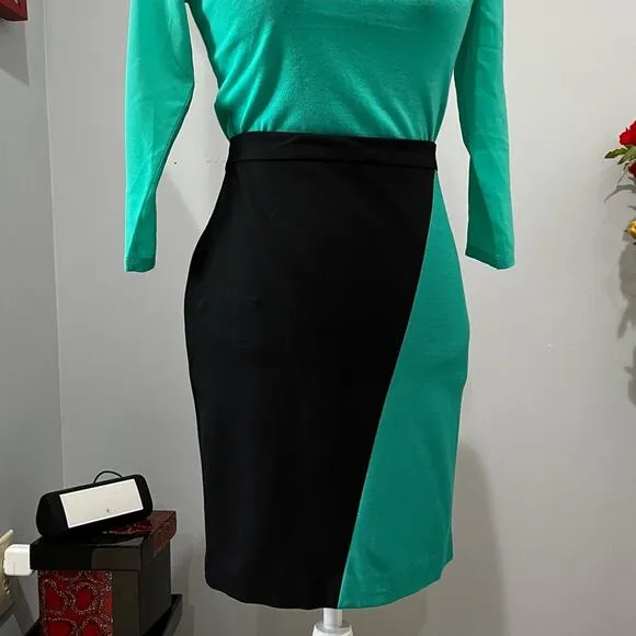NEW Ann Taylor Career Colorblock Ponte Knit Tailored Classic Knee Skirt 0P NWT