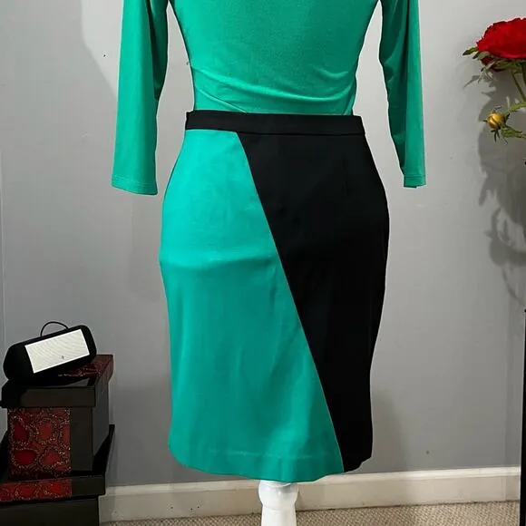 NEW Ann Taylor Career Colorblock Ponte Knit Tailored Classic Knee Skirt 0P NWT