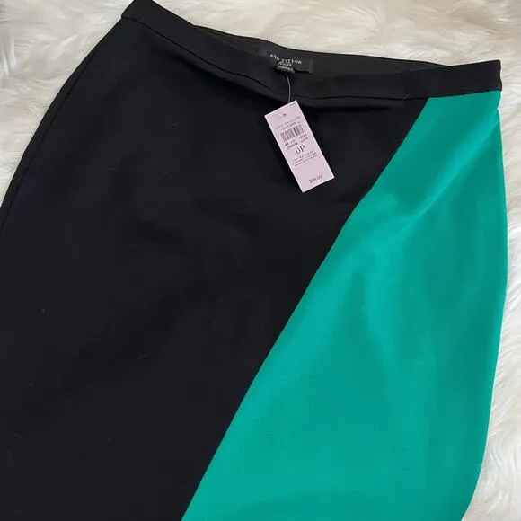 NEW Ann Taylor Career Colorblock Ponte Knit Tailored Classic Knee Skirt 0P NWT
