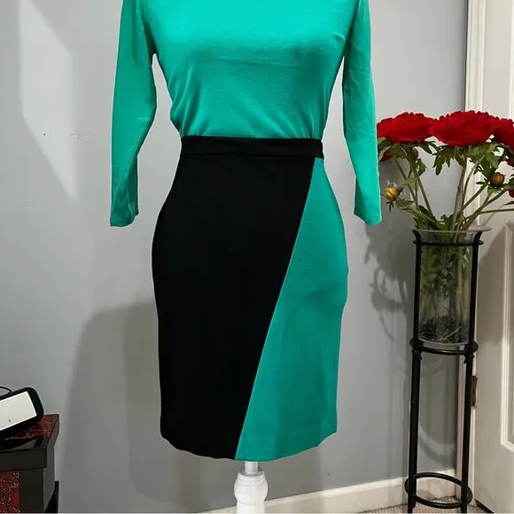 NEW Ann Taylor Career Colorblock Ponte Knit Tailored Classic Knee Skirt 0P NWT