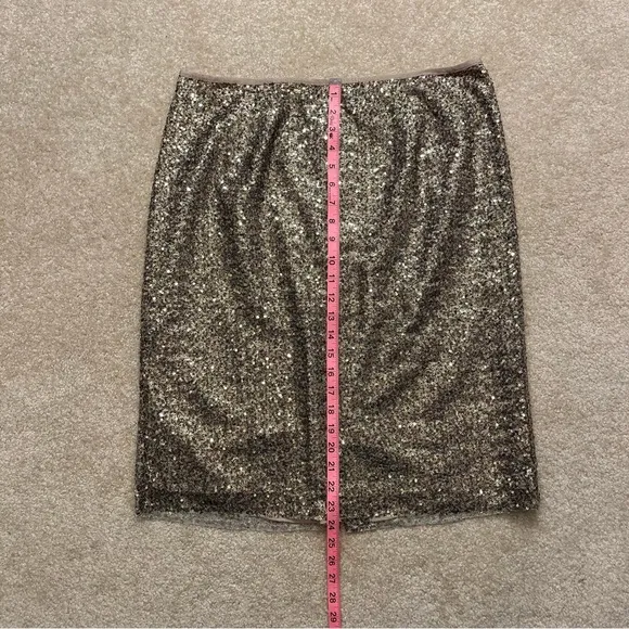 NEW Chicos Skirt Womens 2 Large Gold Sequin Pencil Stephanie Fashion Shimmer