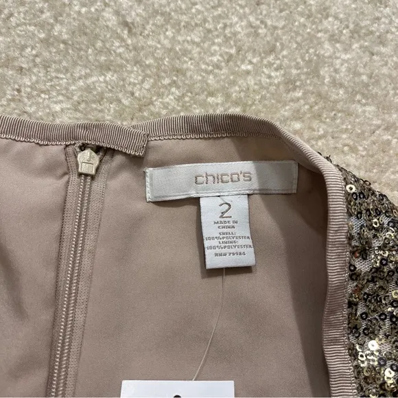NEW Chicos Skirt Womens 2 Large Gold Sequin Pencil Stephanie Fashion Shimmer