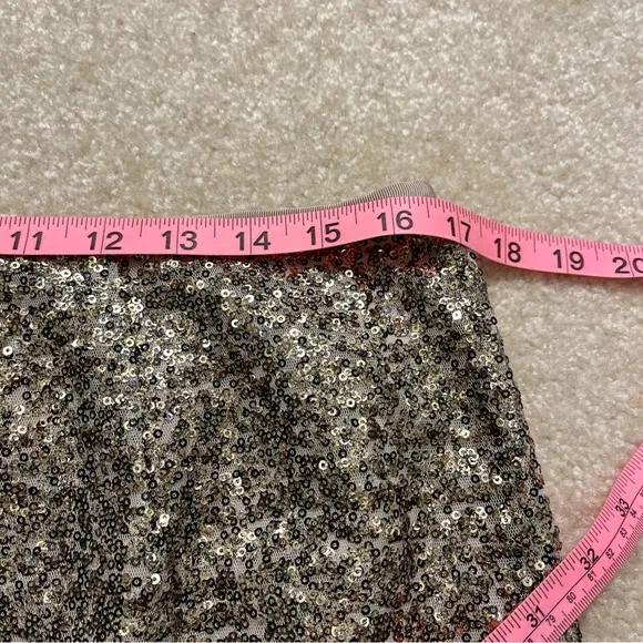 NEW Chicos Skirt Womens 2 Large Gold Sequin Pencil Stephanie Fashion Shimmer