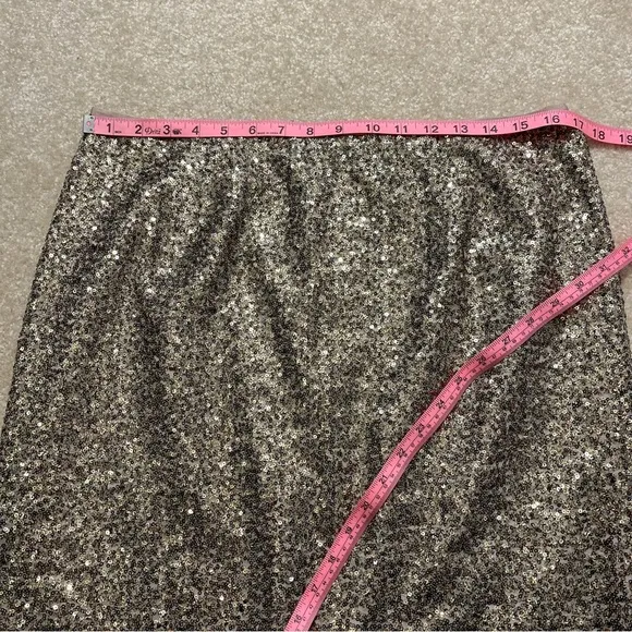 NEW Chicos Skirt Womens 2 Large Gold Sequin Pencil Stephanie Fashion Shimmer