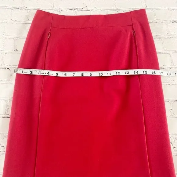 New Diane Von Furstenberg Red Knee Length Pencil Skirt w Side Zip Pockets Size 6