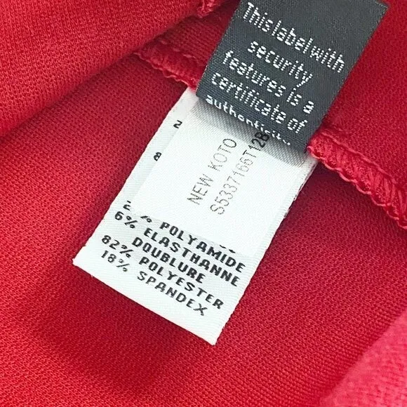 New Diane Von Furstenberg Red Knee Length Pencil Skirt w Side Zip Pockets Size 6