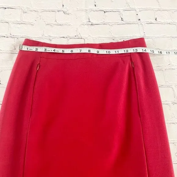 New Diane Von Furstenberg Red Knee Length Pencil Skirt w Side Zip Pockets Size 6