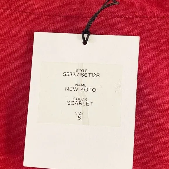 New Diane Von Furstenberg Red Knee Length Pencil Skirt w Side Zip Pockets Size 6