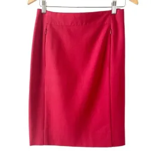 New Diane Von Furstenberg Red Knee Length Pencil Skirt w Side Zip Pockets Size 6
