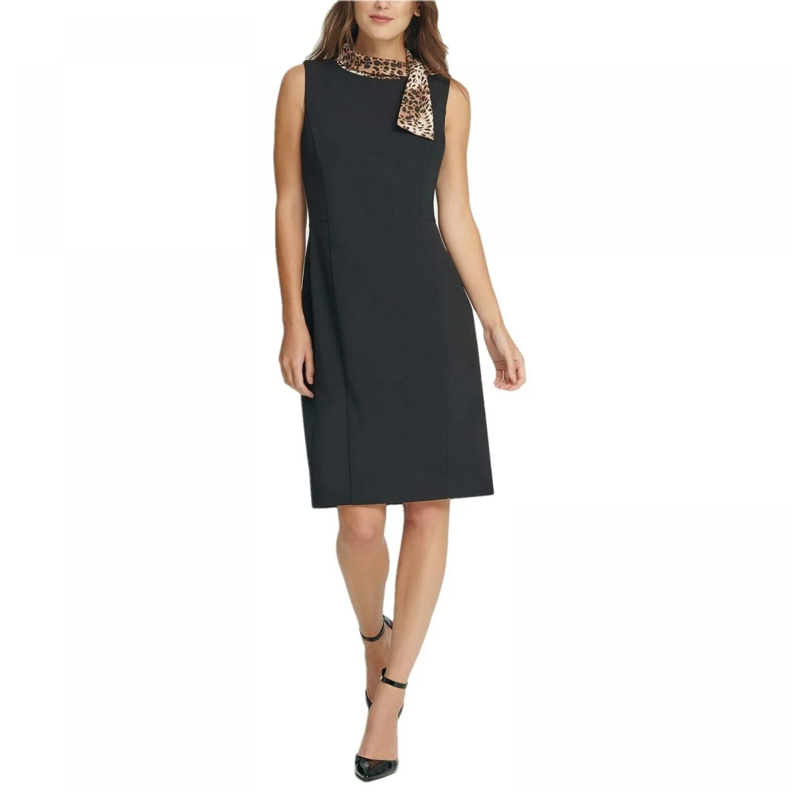New DKNY Womens Animal Tie Neck Sheath Dress. DD9G1835-NEW 10