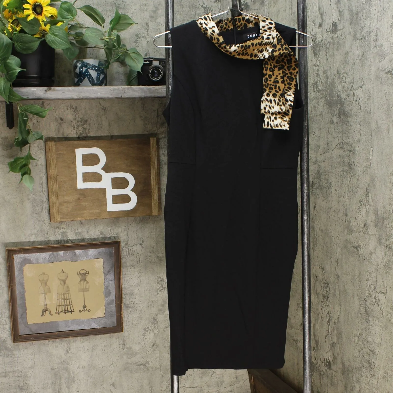 New DKNY Womens Animal Tie Neck Sheath Dress. DD9G1835-NEW 10