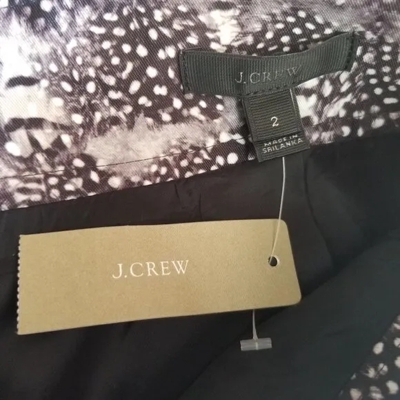 NEW J. Crew Zip Mini Pencil Skirt in Feather Abstract Speckled Print Size 2