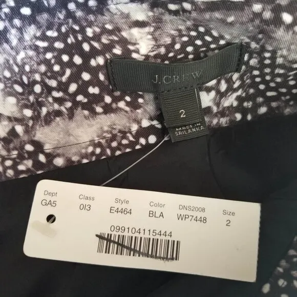 NEW J. Crew Zip Mini Pencil Skirt in Feather Abstract Speckled Print Size 2