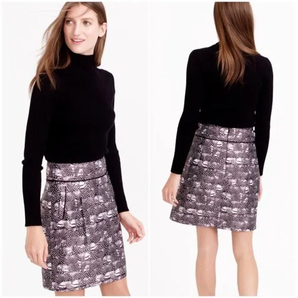 NEW J. Crew Zip Mini Pencil Skirt in Feather Abstract Speckled Print Size 2