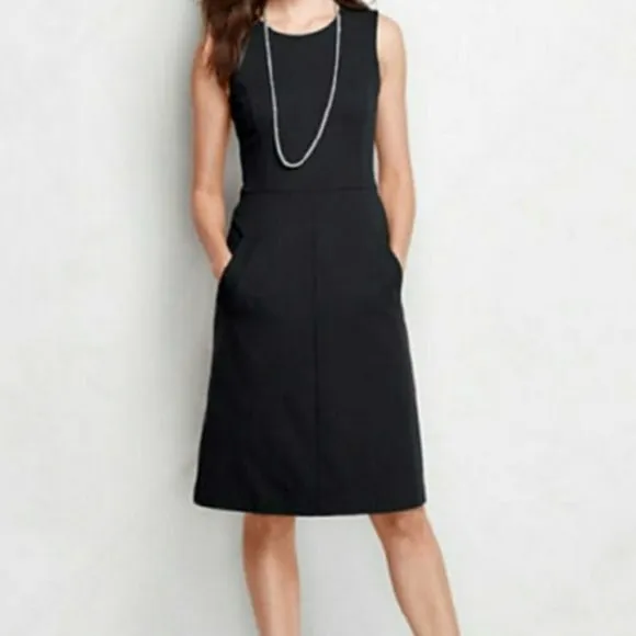 New Lands' End Ponte Sheath Dress, Black,Plus Sz 18W! Very Flattering dress with pockets!