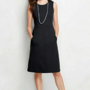 New Lands' End Ponte Sheath Dress, Black,Plus Sz 18W! Very Flattering dress with pockets!