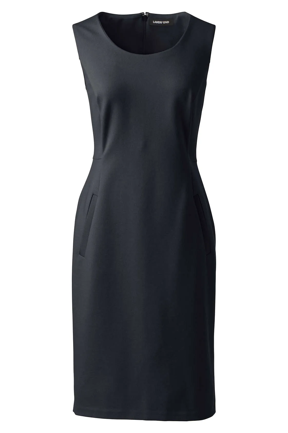 New Lands' End Ponte Sheath Dress, Black,Plus Sz 18W! Very Flattering dress with pockets!