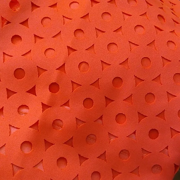 New! Laser Cut Out Neon Orange Coral Scuba Sleeveless Crop Pencil Skirt Set M