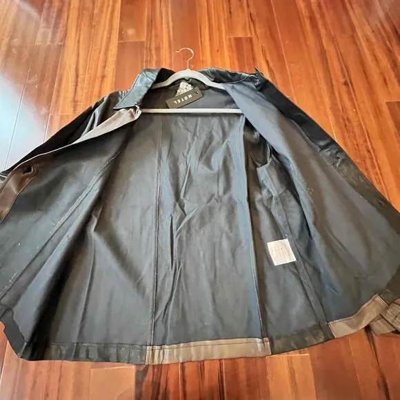 New NWT Motel Faux Leather Jacket Blazer Oversize Shirt TwoTone Brown Black Sz M