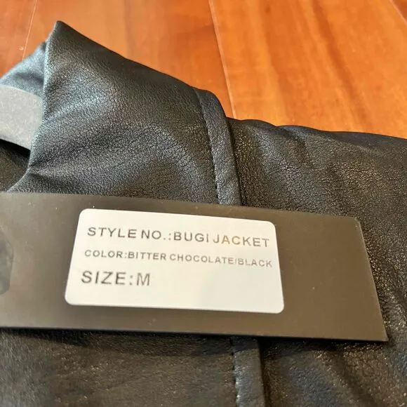 New NWT Motel Faux Leather Jacket Blazer Oversize Shirt TwoTone Brown Black Sz M