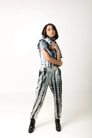 New Season Summer/Fall 2024-Jacket Tie Dyed Mashru Silk Bharat Black White -Ka-Sha - Fashion Edit Aseem