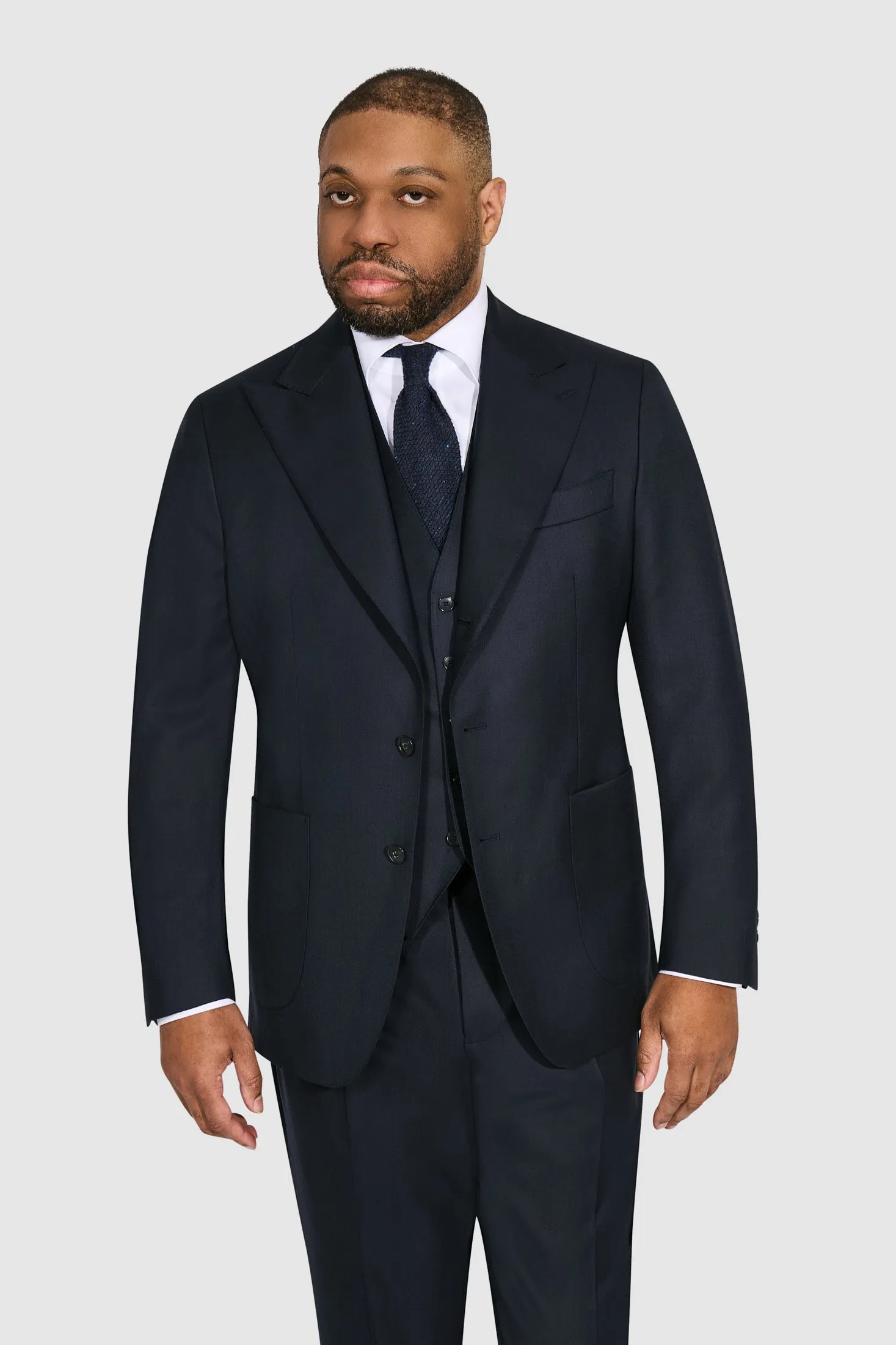 New SUITREVIEW Elmhurst Midnight Navy Pure Wool Super 120s Suit - Size 36S, 40R, 44R (Other Sizes Made To Order)