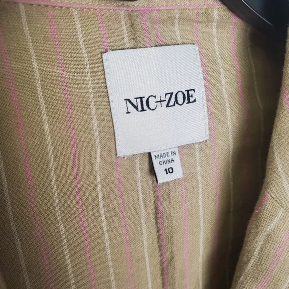 Nic Zoe Central Park Organic Linen Blend Blazer Size 10