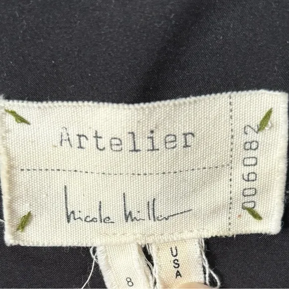 Nicole Miller Artelier Black Fitted Skirt w/ Bright Floral Pattered &amp; Embroidery