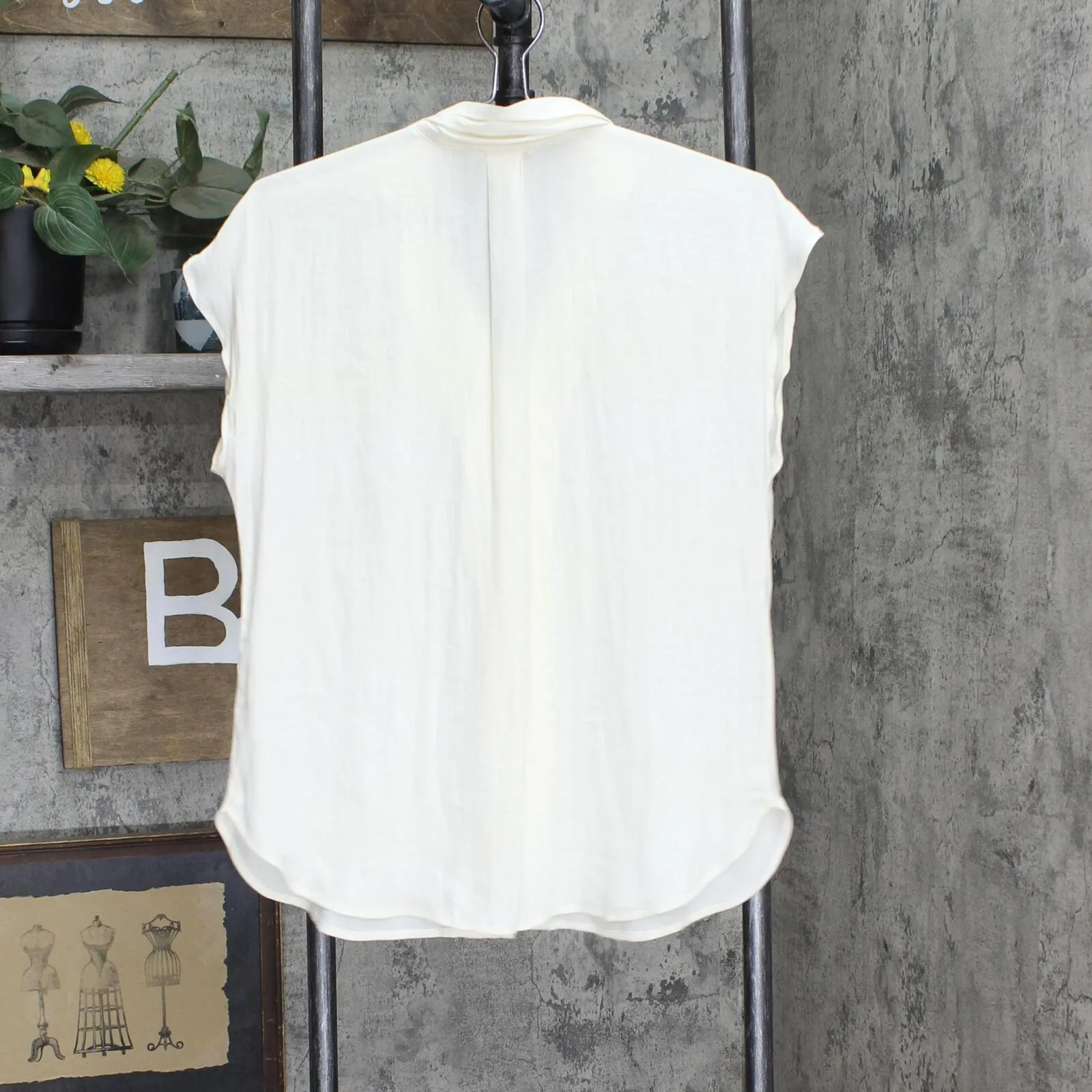 Nine West Womens Button Up Woven Collared Shirt Top 1661b3c3366953 Off White S