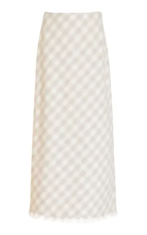 Noelle Pencil Skirt - Sand Gingham