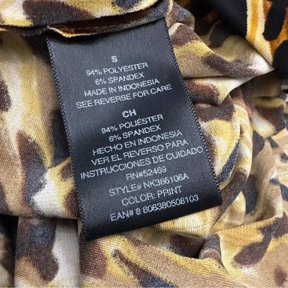 Norma Kamali Tan‎ Leopard Cheetah Animal Print Long Sleeveless Sheath Dress