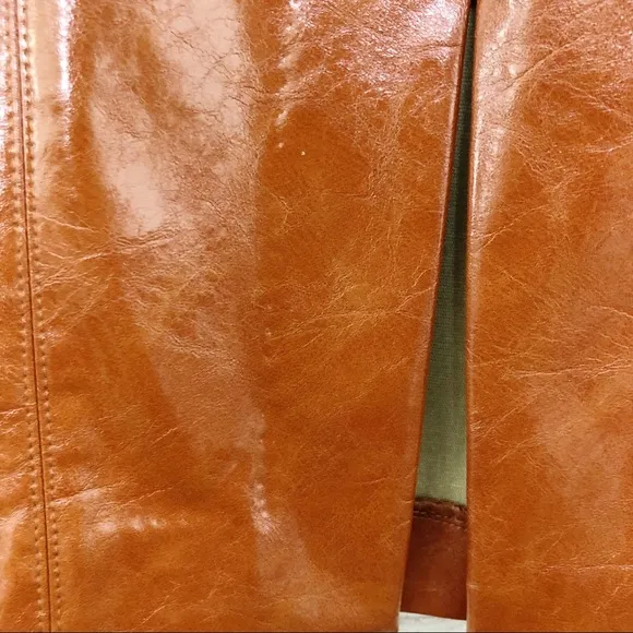 NWOT BISHOP   YOUNG Brown Vegan Faux Leather Pencil Skirt Size Small
