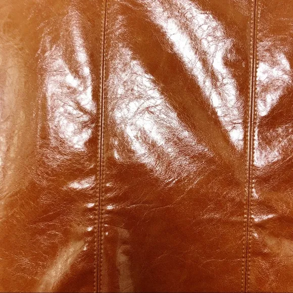 NWOT BISHOP   YOUNG Brown Vegan Faux Leather Pencil Skirt Size Small