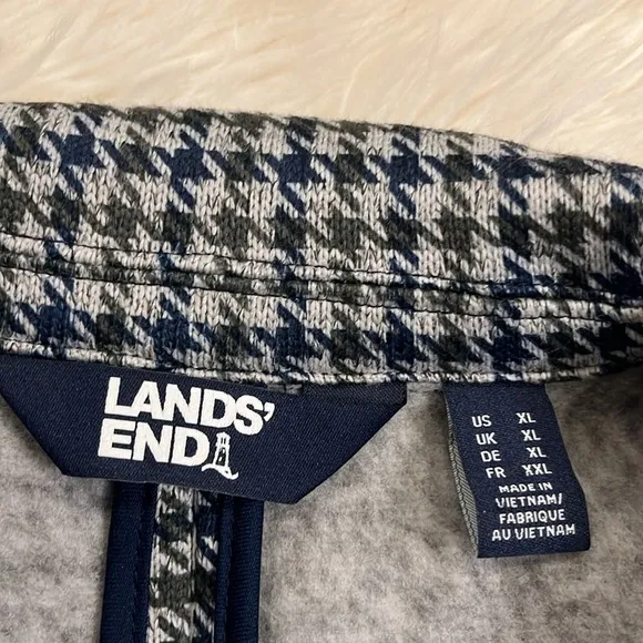 NWOT Lands’ End sweater fleecee one button houndst blazer jacket XL