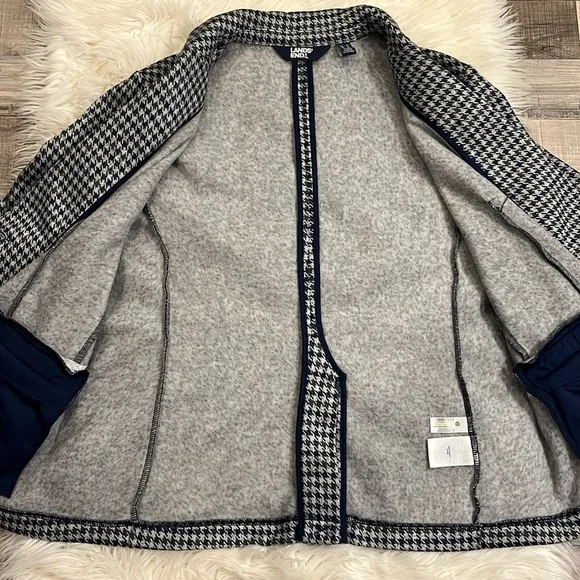 NWOT Lands’ End sweater fleecee one button houndst blazer jacket XL