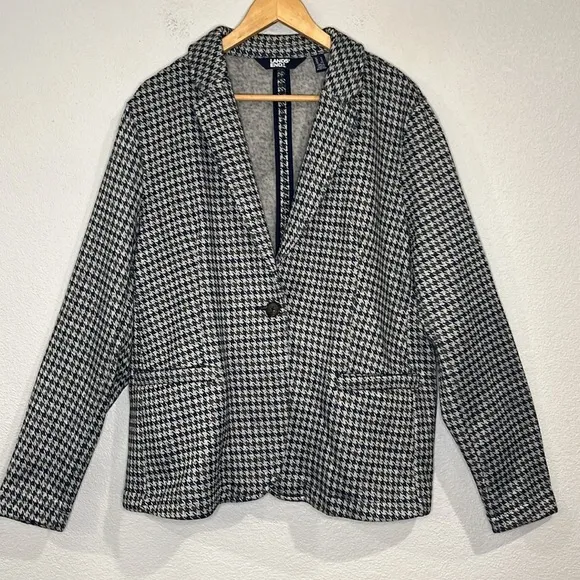 NWOT Lands’ End sweater fleecee one button houndst blazer jacket XL