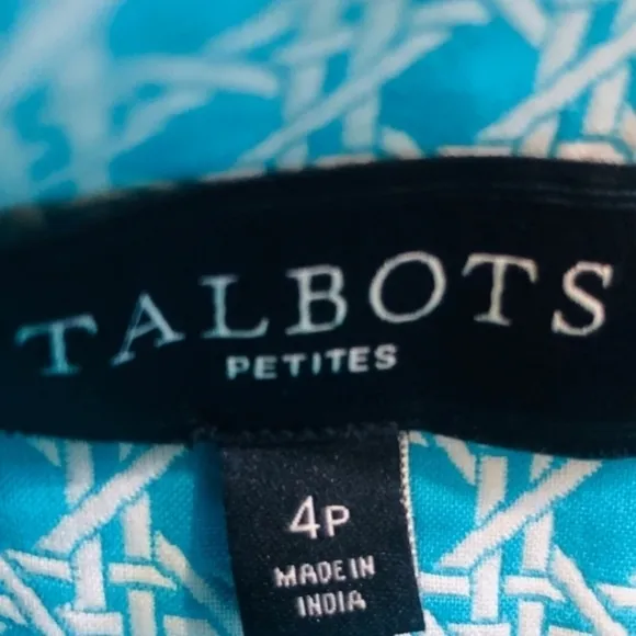 NWOT Talbots a-line knee skirt 100% cotton blue and white 4P