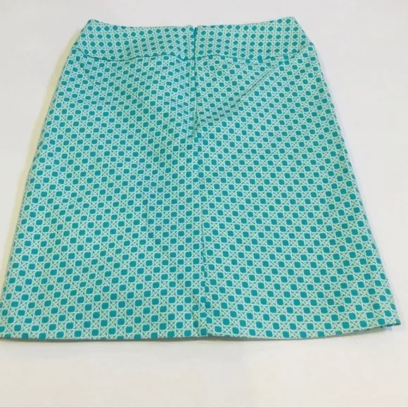 NWOT Talbots a-line knee skirt 100% cotton blue and white 4P