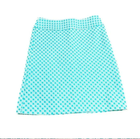 NWOT Talbots a-line knee skirt 100% cotton blue and white 4P