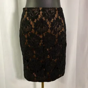 NWOT Talbots Black &amp; Bronze Beaded Floral Lace Pencil Skirt