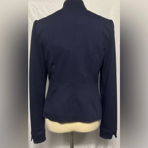 NWOT Tommy Hilfiger Notched Ponte Navy Jacket Blazer Silver Button Down Size4