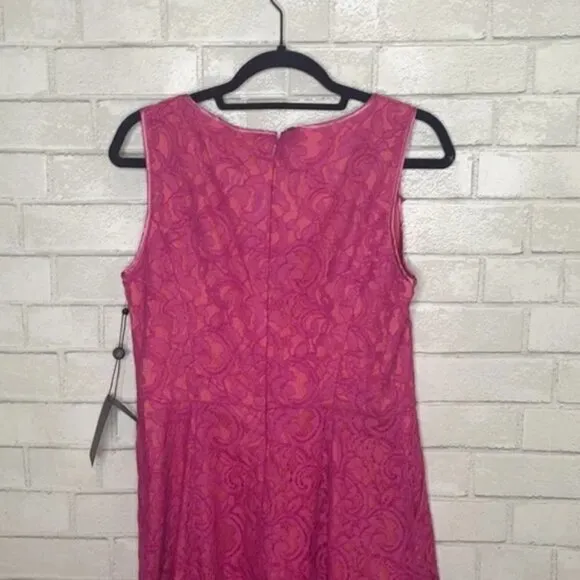 NWT Adrianna Papell Pink Lace Sheath Pocket Dress