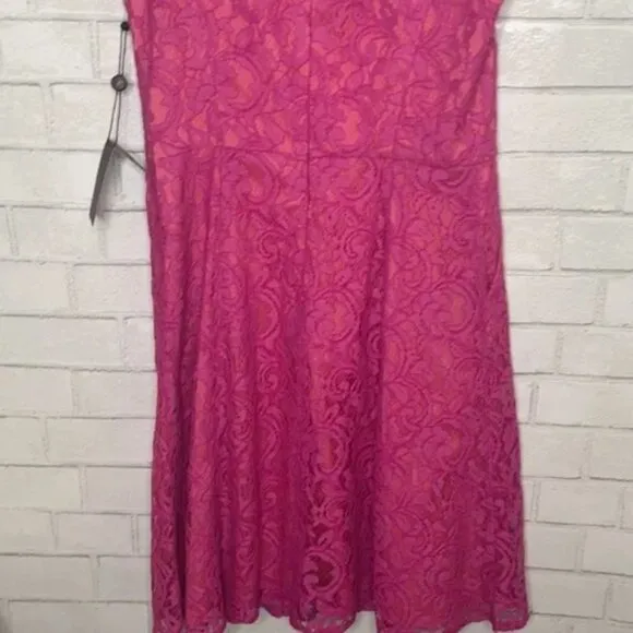 NWT Adrianna Papell Pink Lace Sheath Pocket Dress