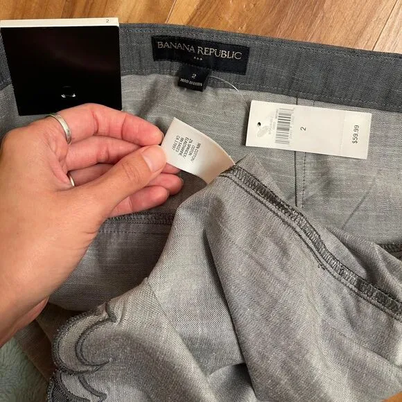 NWT Banana Republic Gray Scalloped Mini Pencil Skirt Office Siren Size 2