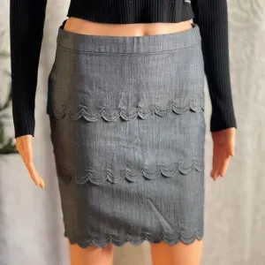 NWT Banana Republic Gray Scalloped Mini Pencil Skirt Office Siren Size 2